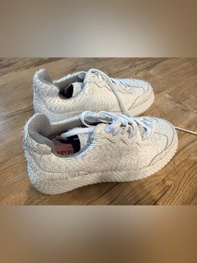 Emporio Armani White Textured Fringe Athletic Sneakers Never Worn women or men